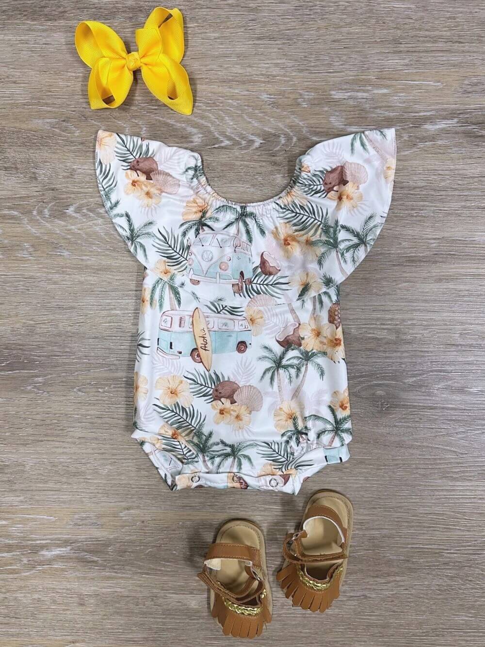 Aloha palm + pineapple romper
