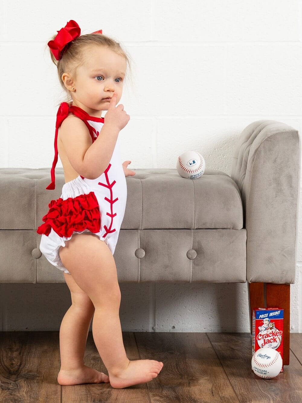 Baseball stitch red halter bubble